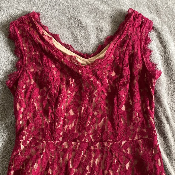 Red Lace Overlay Altered State Cocktail Dress - Picture 3 of 4